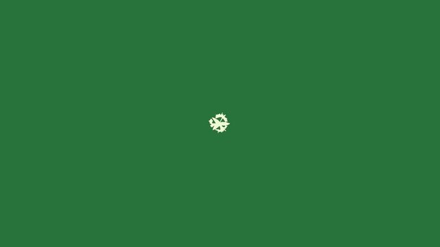 White border and screen clock arrows circle isolated on green screen background