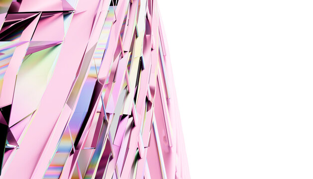 Abstract pink geometric 3d render with copy space