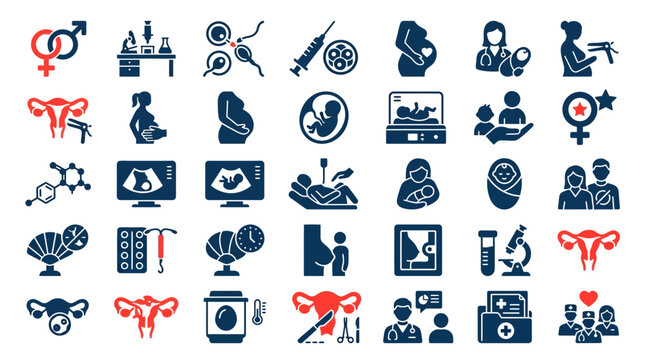In Vitro Fertilization and Pregnancy Icons Set