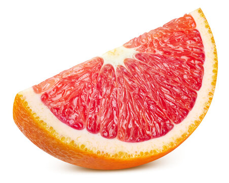 Red orange slice for graphic design and packaging. Sicilian orange isolated white background