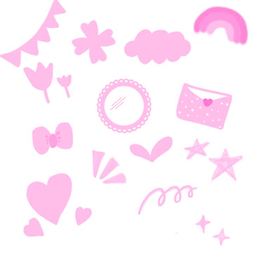 Set of cute pink doddle 