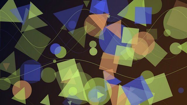 Abstract background with colorful geometric shapes and wavy lines