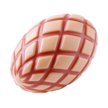 Cute peach easter egg with raised diamond grid pattern and rose channels isolated on transparent background for easter holiday design