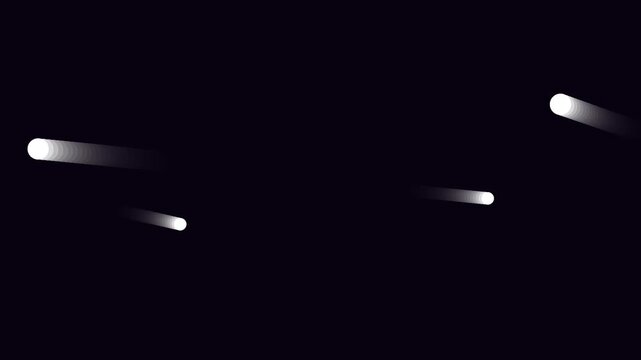 Bright white light streaks moving across a dark void to simulate high speed particle motion effects