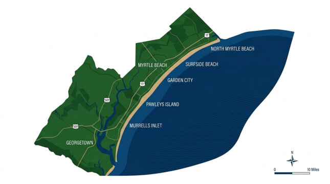 Detailed map of coastal area showing land shapes water bodies and roads in natural colors for geographic visualization