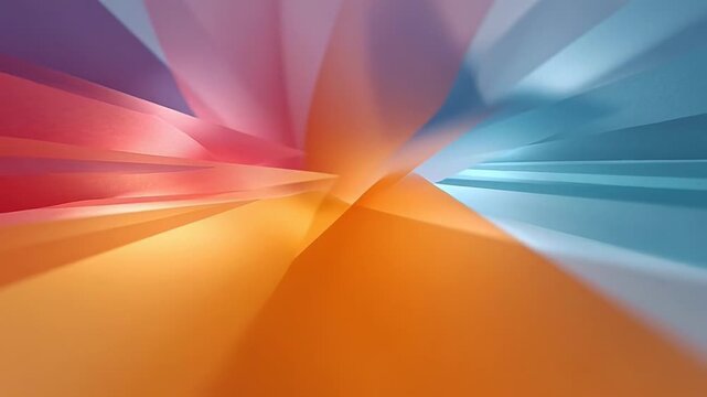 Colorful origami paper shapes creating dynamic abstract patterns