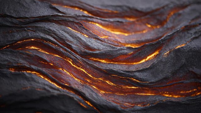 Mesmerizing molten lava flowing through cracks in rock formation