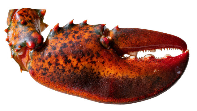 Isolated delicious fresh Atlantic lobster claw vibrant colors and sharp teeth