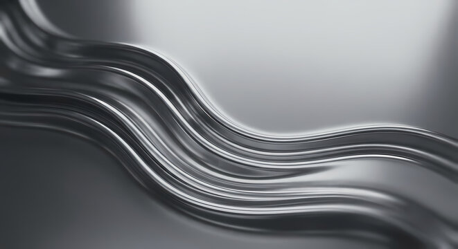 Abstract Liquid Metal Wave Background - Metallic Silver Chrome Liquid Flow Smooth Dynamic Waves Glossy Dark Gray Texture Vector Graphic for Technology Luxury Modern Business Header Wallpaper 