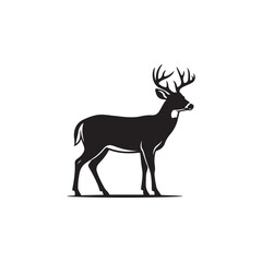 Fototapeta premium Whitetail deer silhouette vector flat illustration design.etsy