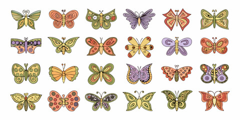 Hand Drawn Butterflies Collection Varied Shapes And Colors © prince