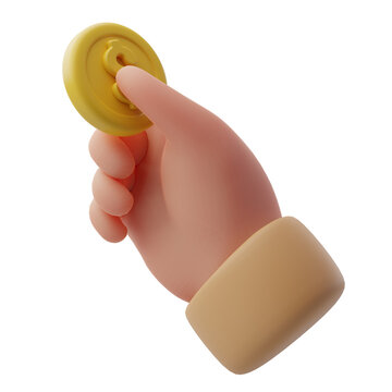3D Hand Holding Coin Financial Investment Concept