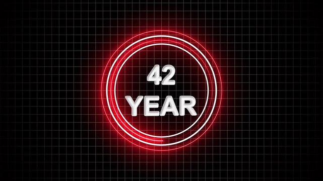 42 Year Anniversary Celebration Graphic with Futuristic Golden Number on Black Background