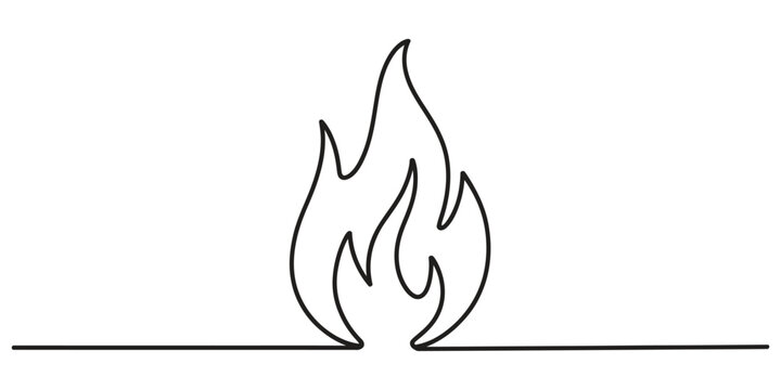 Continuous single line drawing of a fire flame icon