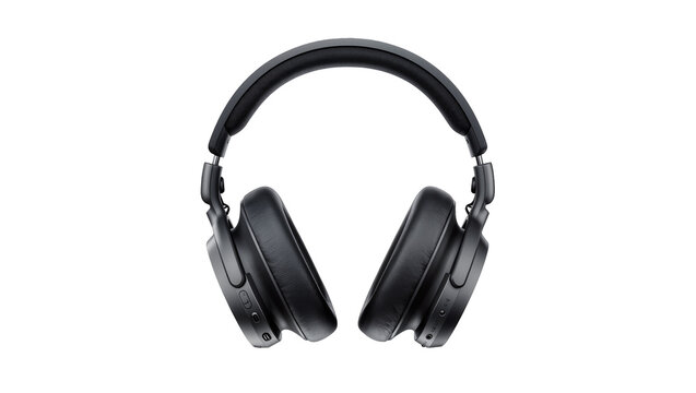 Isolated modern black wireless over-ear headphones for immersive audio entertainment