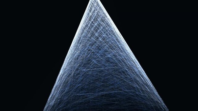Glowing blue light beams forming sharp triangular structures against a dark void for motion graphics