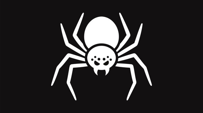Black Widow Spider Vector Illustration Isolated on White Background with Black Arachnid Silhouette Tattoo Icon Creepy Halloween Bug Symbol Design