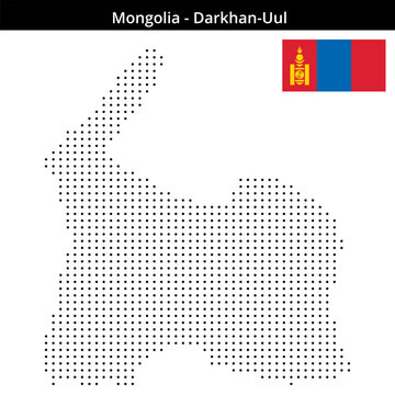 Map of Mongolia region Darkhan-Uul in small size dots