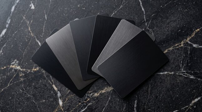 Metal Swatches on Black Marble Background