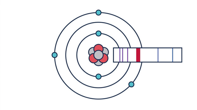 illustration of atomic nucleus with orbiting electrons and electron shell diagram in scientific style