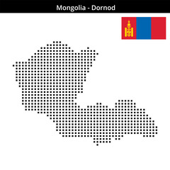 Obraz premium Map of Mongolia region Dornod in medium size square dots