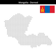 Fototapeta premium Map of Mongolia region Dornod in small size square dots