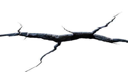 Isolated dramatic deep crack in rough textured ground, depicting earth damage and fissure © Lucas