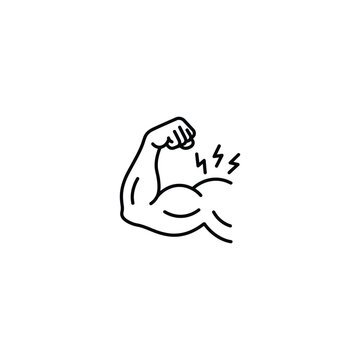 Strong bicep muscle power fitness icon vector illustration