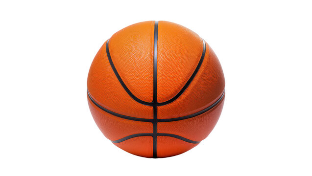 Isolated bright orange textured basketball for sports, recreation, team games and active play