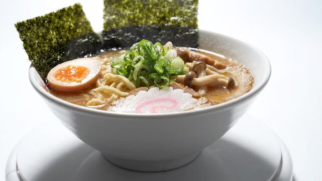 Gourmet Japanese Ramen Bowl with Miso Broth and Toppings