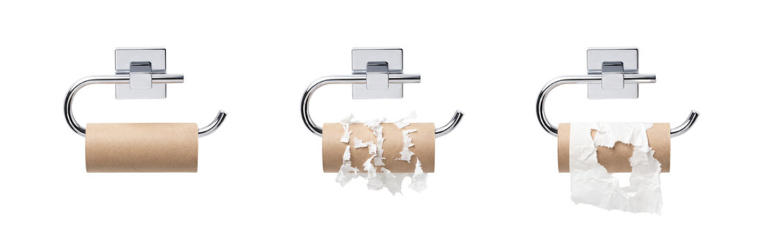 Empty Toilet Paper Roll Holder Series: Full, Half Used, and Completely Empty