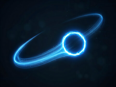 Glowing blue spiral galaxy in deep space with bright center