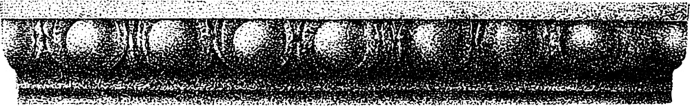 Egg and dart moulding dentil architectural strip stipple engraving for classical ornamentation border and background design