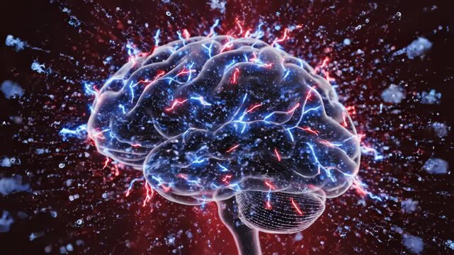Brain Neural Explosion. Suitable for neuroscience, creative thinking, powerful ideas, cognitive breakthrough, and mental energy concepts.