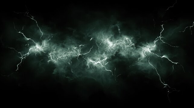 A dramatic lightning storm with multiple bolts of lightning striking in different directions.