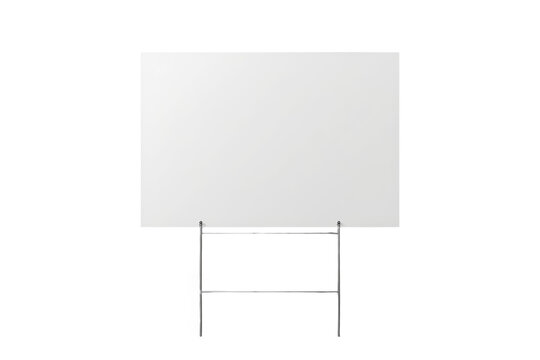 Blank white yard sign mockup showing empty space for custom text or advertising, isolated with transparent background