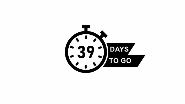 Stopwatch icon showing 39 days to go on a white background countdown timer