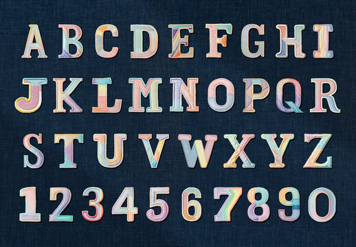 Colorful Alphabet And Numbers Design Font Set