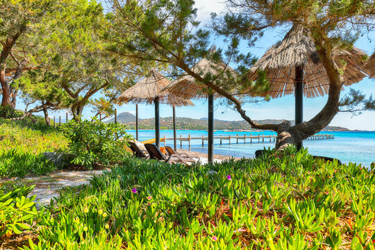 Breathtaking view of  beach of Santa Giulia resort.