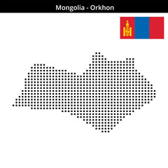 Fototapeta premium Map of Mongolia region Orkhon in medium size square dots