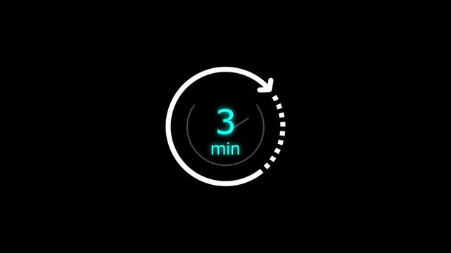 3 min clock icon animation. Clock 3-minute icon Digital and analog clock 3 minutes isolated on white background. and creating a stunning video.4k video.