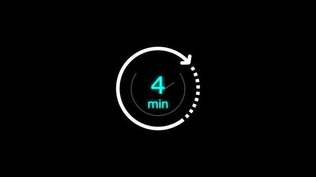 4 min clock icon animation. Clock 4-minute icon Digital and analog clock 4 minutes isolated on white background. and creating a stunning video.4k video.