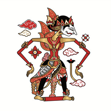 Minimalist Wayang Kulit Vector on White Background