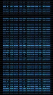 Blue stock market dashboard background buy, hold, stable rows, percentage data, and dark financial interface. Perfect for trading videos, investment reports, finance screens, and business overlays.
