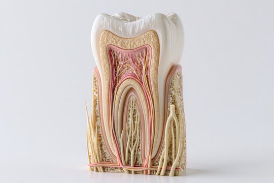 Tooth anatomy cross section showing dentin enamel pulp