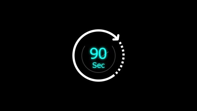 90 sec clock icon animation. Clock 90-second icon Digital and analog clock 90 seconds isolated on white background. and creating a stunning video.4k video.