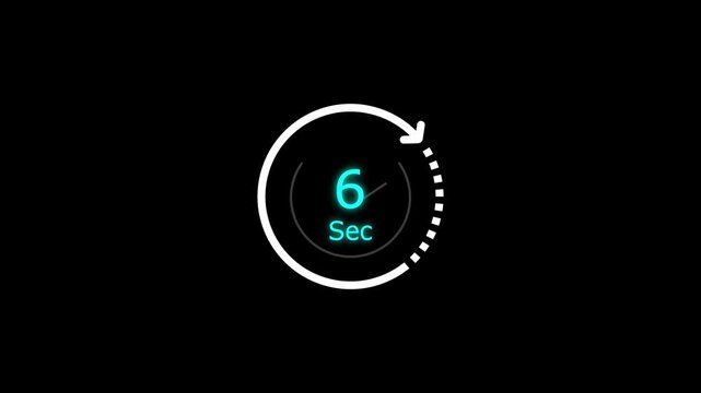 6 sec clock icon animation. Clock 6-second icon Digital and analog clock 6 seconds isolated on white background. and creating a stunning video.4k video.