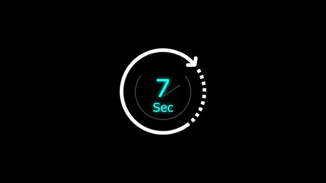 7 sec clock icon animation. Clock 7-second icon Digital and analog clock 7 seconds isolated on white background. and creating a stunning video.4k video.