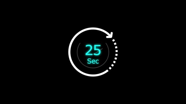 25 sec clock icon animation. Clock 25-second icon Digital and analog clock 25 seconds isolated on white background. and creating a stunning video.4k video.