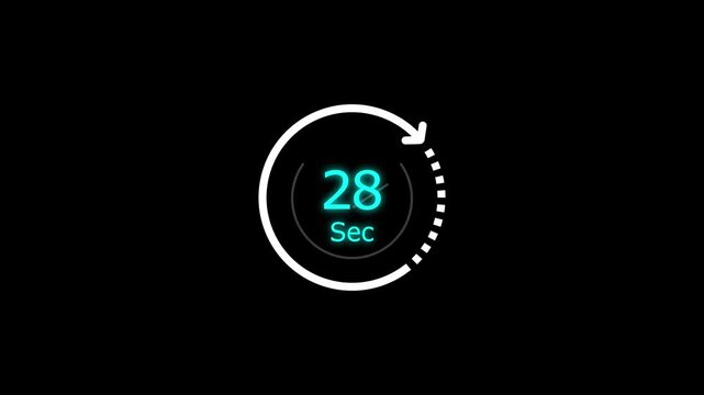 28 sec clock icon animation. Clock 28-second icon Digital and analog clock 28 seconds isolated on white background. and creating a stunning video.4k video.